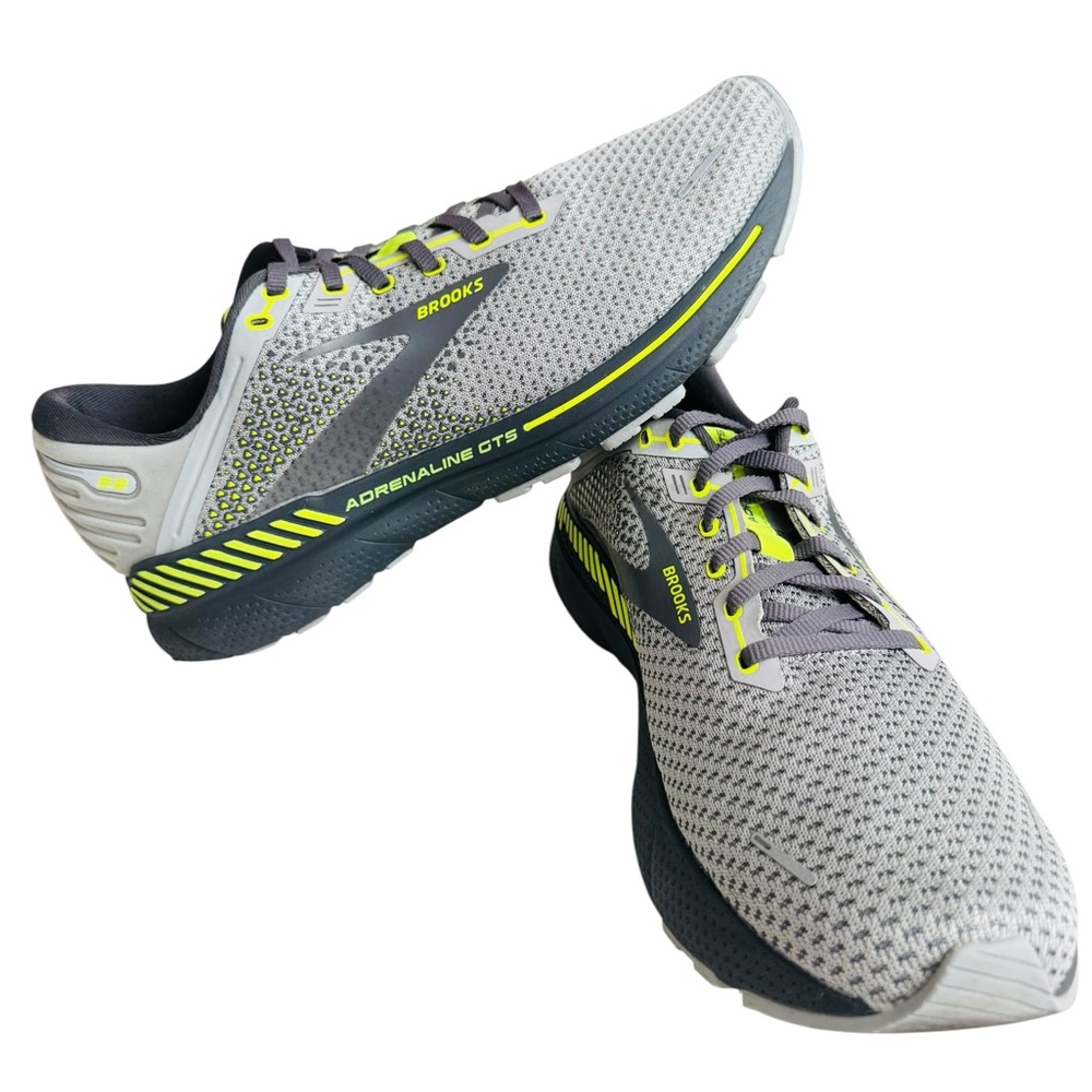 Brooks Adrenaline GTS 22 Men’s Running Shoes Gray Volt Yellow Size 11.5 D Medium
